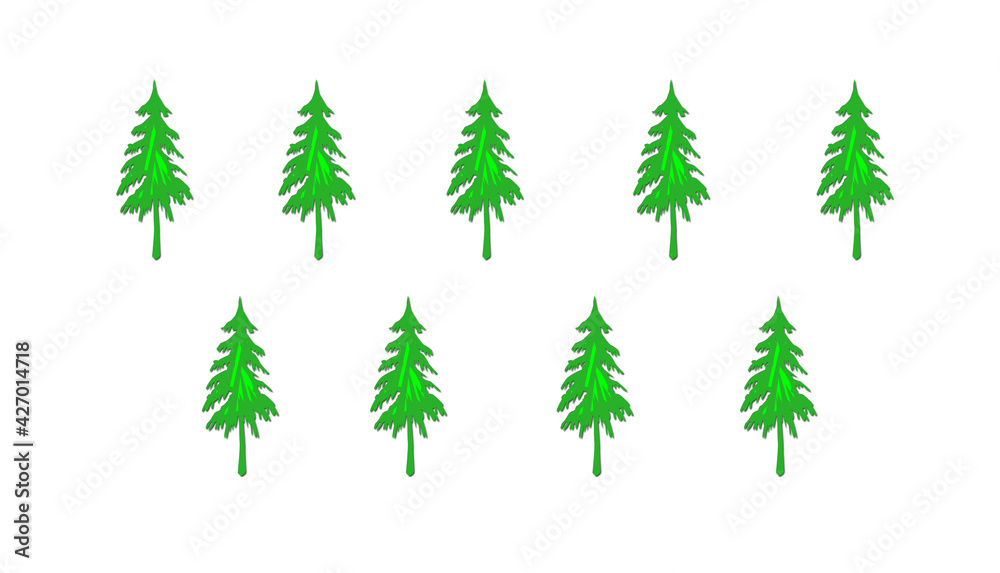 Green spruce on a white background, can be used for printing on fabric.