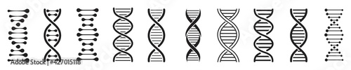 dna icon set, dna helix, chromosome, molecule symbol, Vector illustration. photo