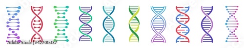 dna icon set, dna helix, chromosome, molecule symbol, Vector illustration.