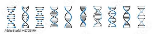 dna icon set, dna helix, chromosome, molecule symbol, Vector illustration.