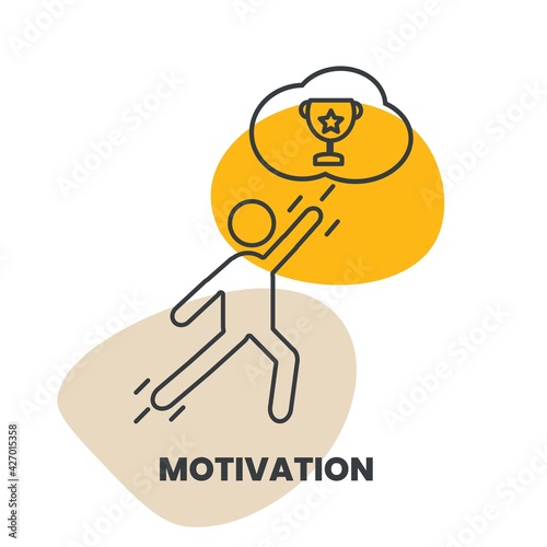 Isolated icon vector black and white style is in motivation icon concept for leadership and staff management in human resource management(hem). A man is an ambition to get a reward or profit success