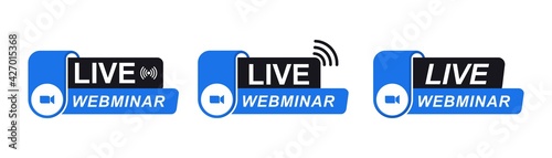 Live Webinar icon, video Live stream, Video conference, distance broadcast communication, Remote work meeting,  Internet learning media, Vector Illustration