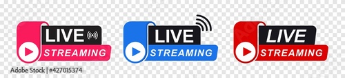 Set of live streaming icon, online stream video button, Vector illustration.