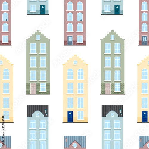 Vector illustration of houses in the Dutch style.