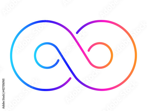 Design elements. Infinity sign color spectrum. Rainbow gradient in the shape of the infinity symbol. Eight sign colorful gradient. Vector illustration EPS 10 digital for promotion new product