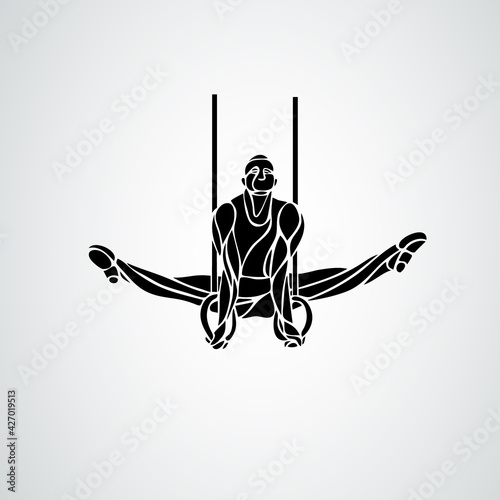 Gymnastics Rings Silhouette on white background vector