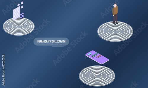 Bureaucratic collectivism concept on abstract design photo