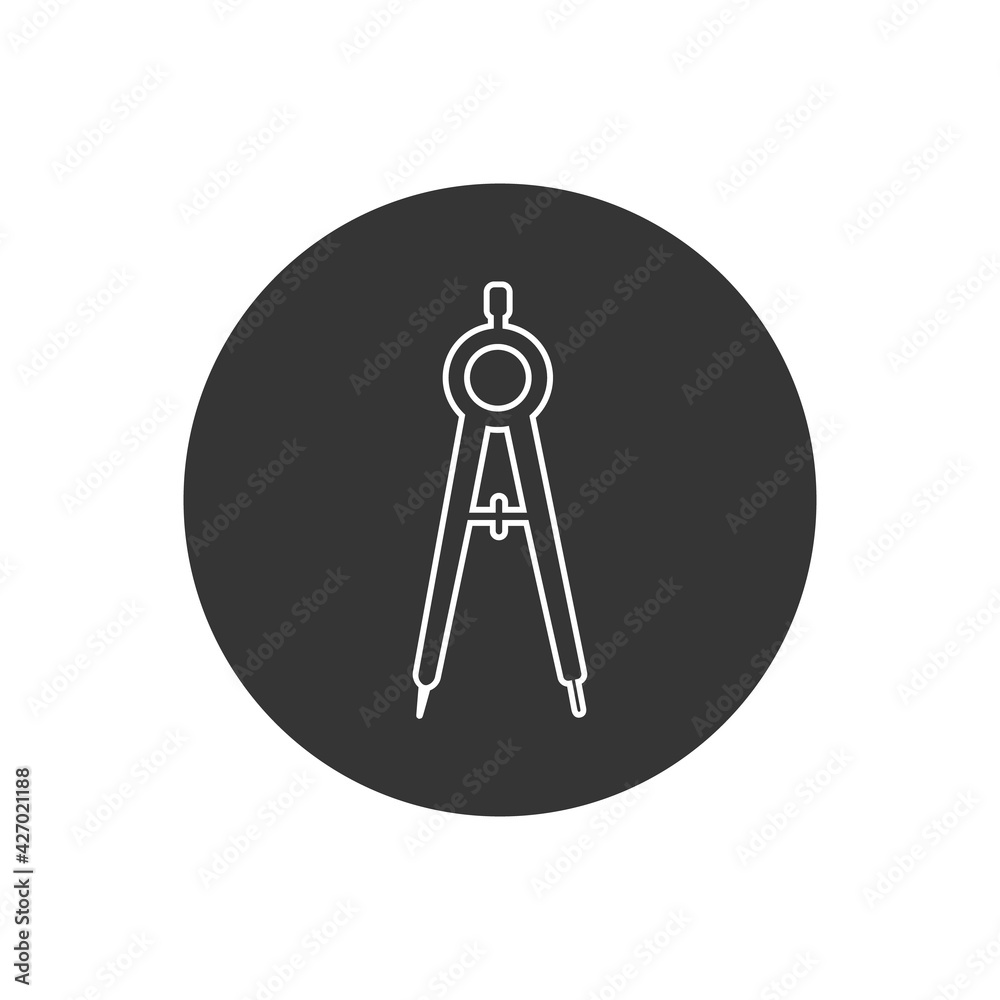 Drawing compass vector line white icon. filled flat sign for mobile concept and web design. Drawing compass vector line white icon. filled flat sign for mobile concept and web design.