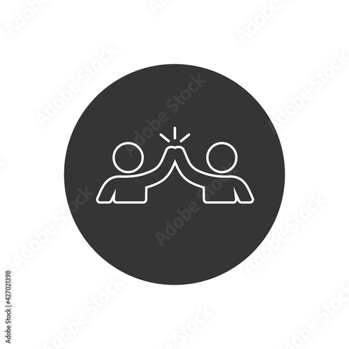 High five hand gesture silhouette line white icon. Friendship. Friends. Isolated vector