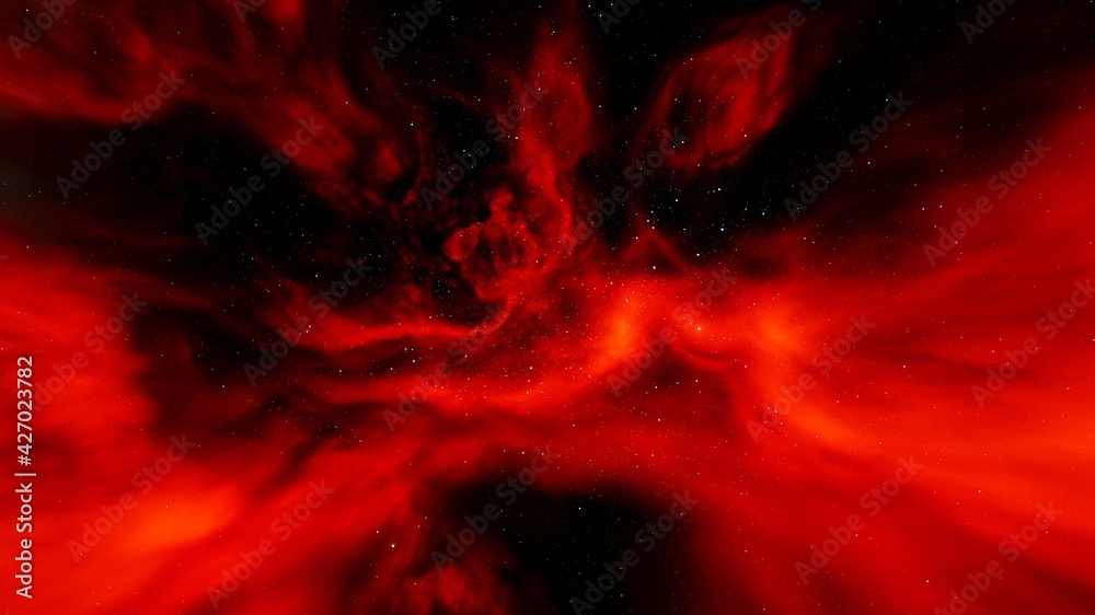 red-violet nebula in outer space, horsehead nebula, unusual colorful nebula in a distant galaxy, red nebula 3d render	 - obrazy, fototapety, plakaty 