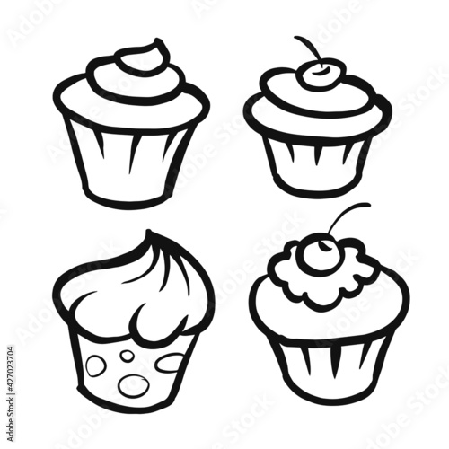 graphic cupcake in doodle style