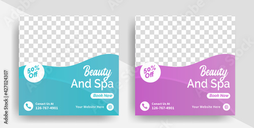 luxurious Spa and beauty center social media post template and web banner poster