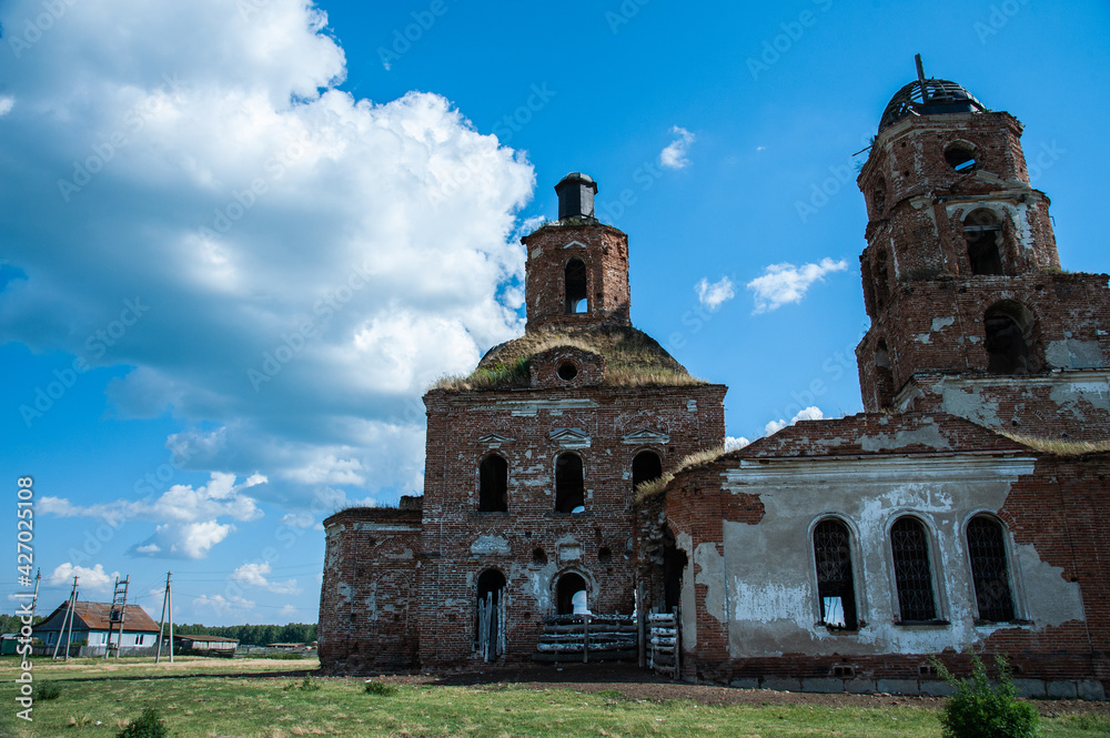 ancient church in the southern urals in ruins