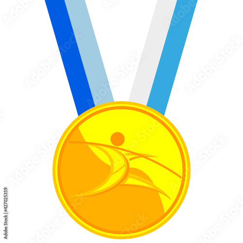 Pole vault gold medal, vector art illustration. 