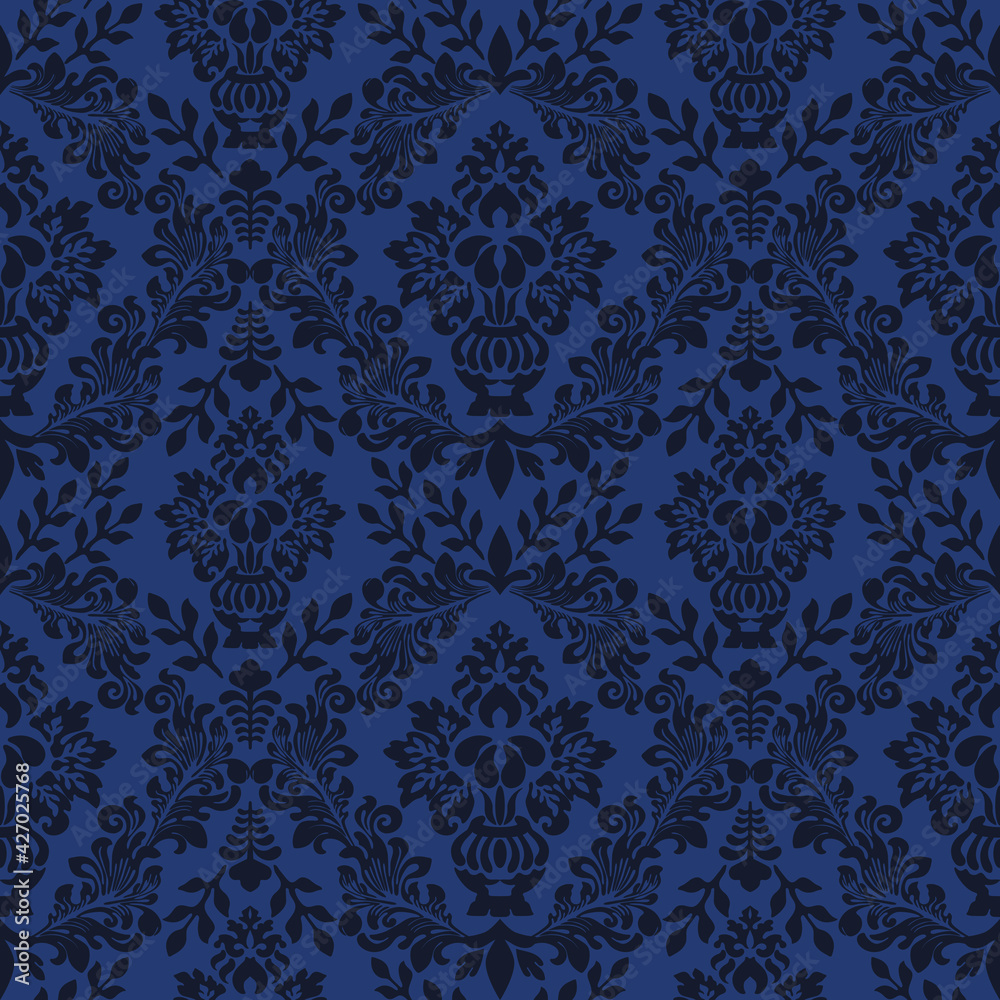 Damask seamless vector pattern. Classic old fashioned damask ornament, royal victorian seamless texture for wallpaper, textile, packaging. Baroque floral pattern Damask seamless vector pattern. Classic old fashioned damask ornament, royal victorian seamless texture for wallpaper, textile, packaging. Baroque floral pattern