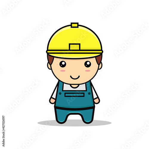 Kawaii illustration worker vector graphics
