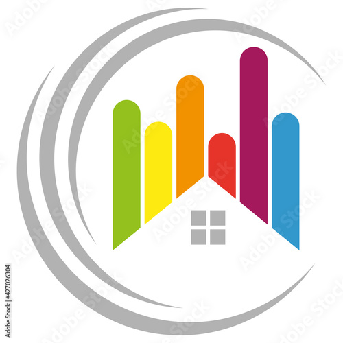 Haus in Farbe, Farbig, Maler, Logo, Icon