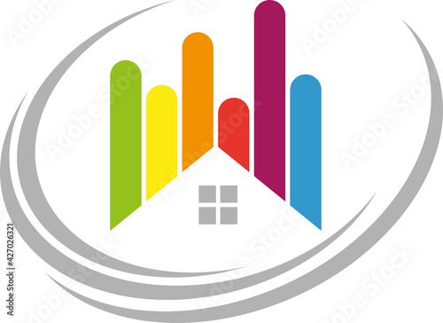 Haus in Farbe, Farbig, Maler, Logo	