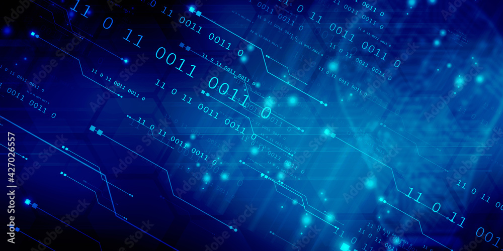 Obraz premium 2d illustration abstract digital binary data on computer screen 