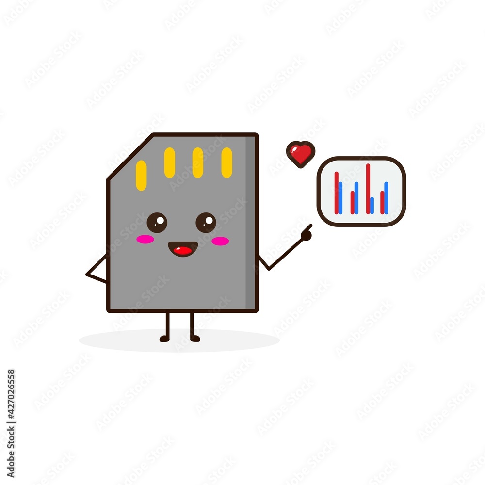 Memory with data love cute character illustration Memory with data love cute character illustration