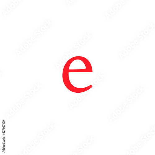 letter e in deep red color editable vector, on white background