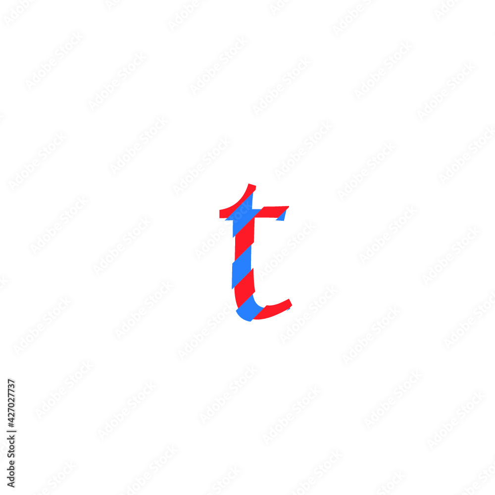 Obraz premium text letter t vector with cuts of two inks