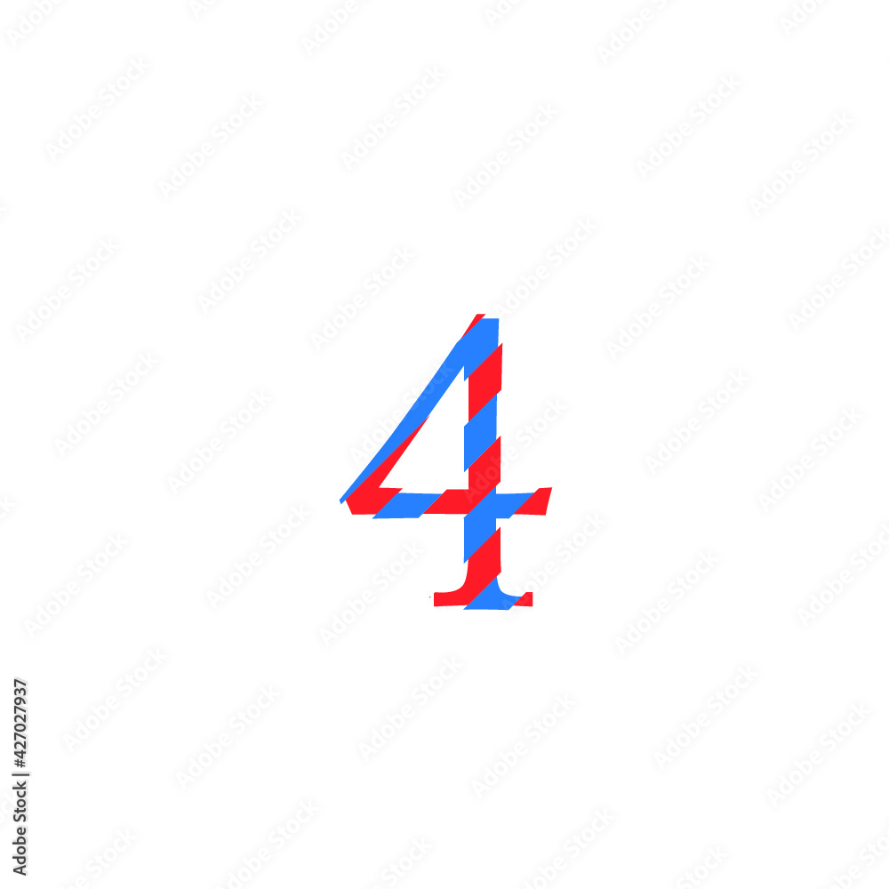 number 4 four vector with cuts of two inks