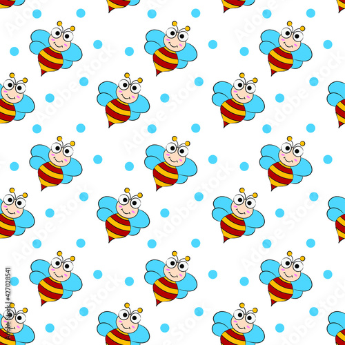 Seamless pattern bee  vector illustration.