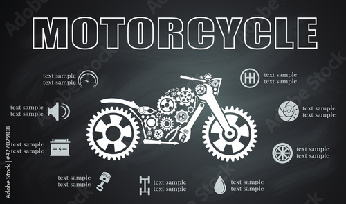 motorcycle part information. Vector illustration