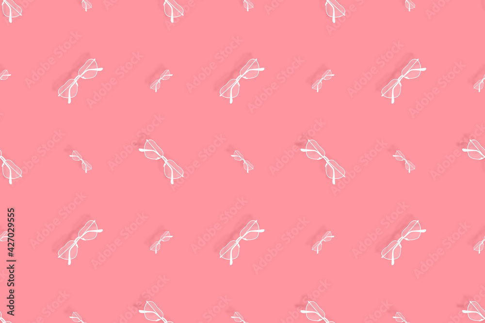 Glasses seamless pattern. Background from glasses for sight on a bright background. Glasses seamless pattern. Background from glasses for sight on a bright background.