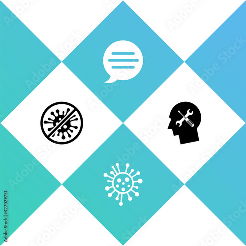 Set Stop virus, bacteria, Bacteria, Speech bubble chat and Human head service icon. Vector © vector_v