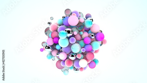 Diseño abstracto de esferas de colores. Combinación de colores en ilustración realista. Fondo de pantalla