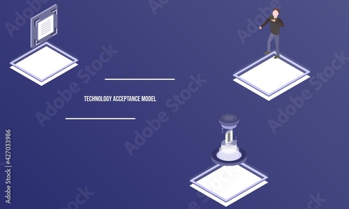 Technology acceptance model concept on abstract design photo