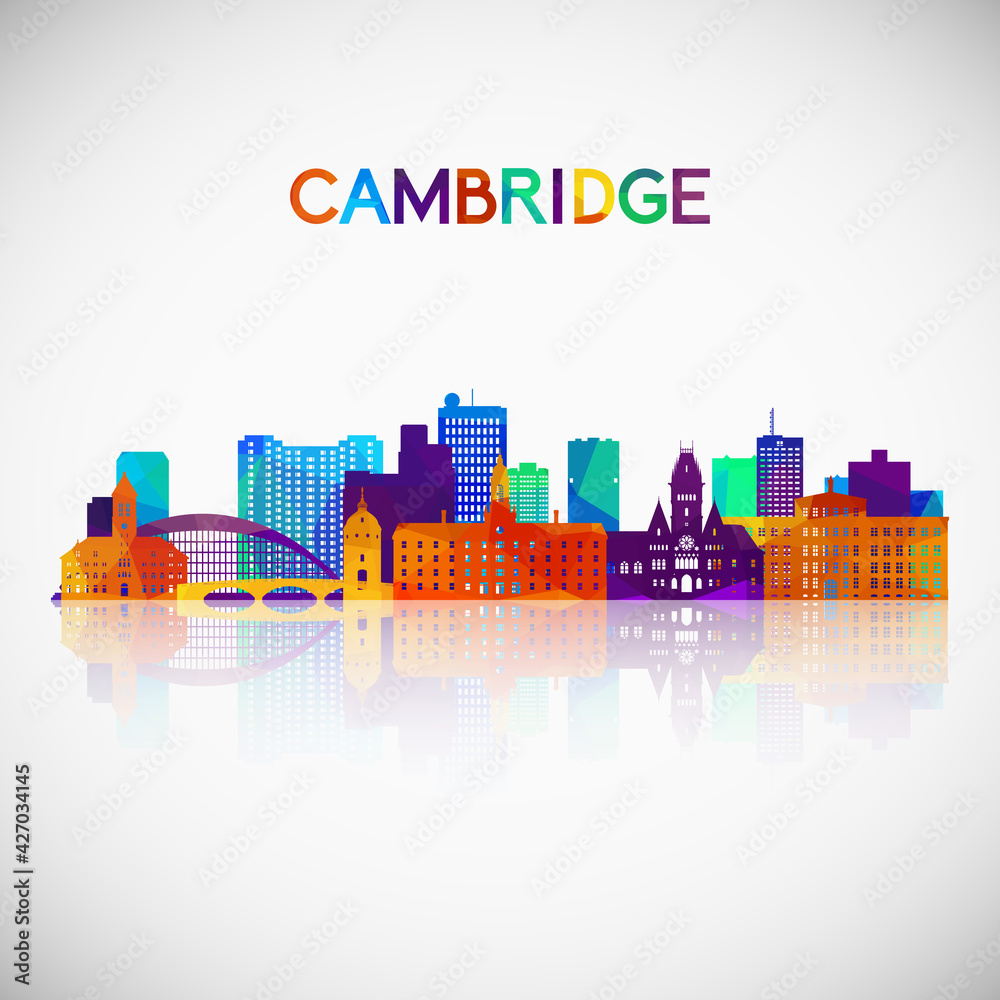 Cambridge, Massachusetts skyline silhouette in colorful geometric style. Symbol for your design. Vector illustration.