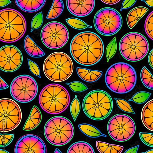 bright pattern of citrus slice in an acidic palette