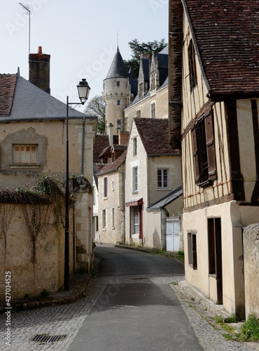 Fototapeta Naklejka Na Ścianę i Meble -  View of a narrow street in a french medieval village