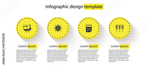 Set Monument to founders of Kiev, Sunflower, Independence day Ukraine and Wheat. Business infographic template. Vector