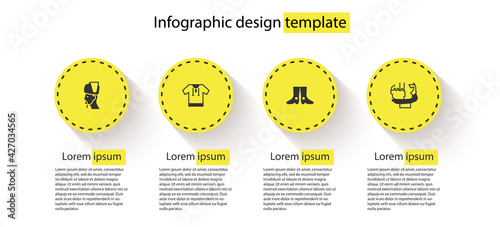 Set Ukrainian cossack, Embroidered shirt, footwear and Monument to founders of Kiev. Business infographic template. Vector
