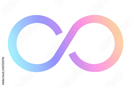 Design elements. Infinity sign color spectrum. Rainbow gradient in the shape of the infinity symbol. Eight sign colorful gradient. Vector illustration EPS 10 digital for promotion new product
