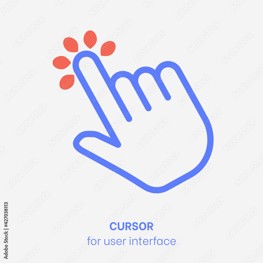 Cursor vector set. UI element for navigation. Blue computer pointer with red shapes. UI cursor vector for system interface. Digital pointer flat illustration set. Hand for mouse navigation. Clicking Cursor vector set. UI element for navigation. Blue computer pointer with red shapes. UI cursor vector for system interface. Digital pointer flat illustration set. Hand for mouse navigation. Clicking