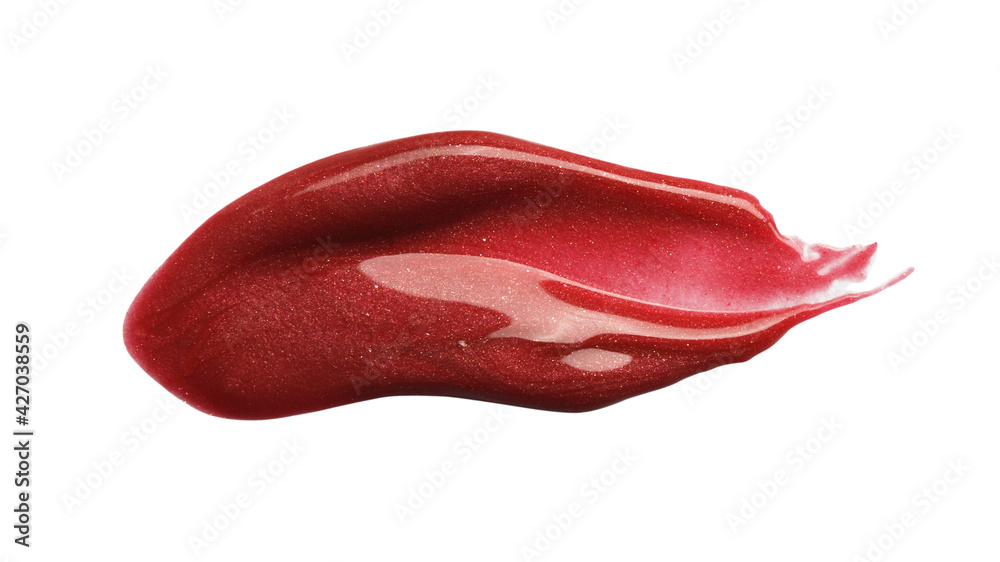 Smudged red lip gloss sample isolated Smudged red lip gloss sample isolated