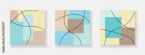 A set of abstract covers in the style of impressionism, modern web design. Vector collage for cards in pastel shades. photo