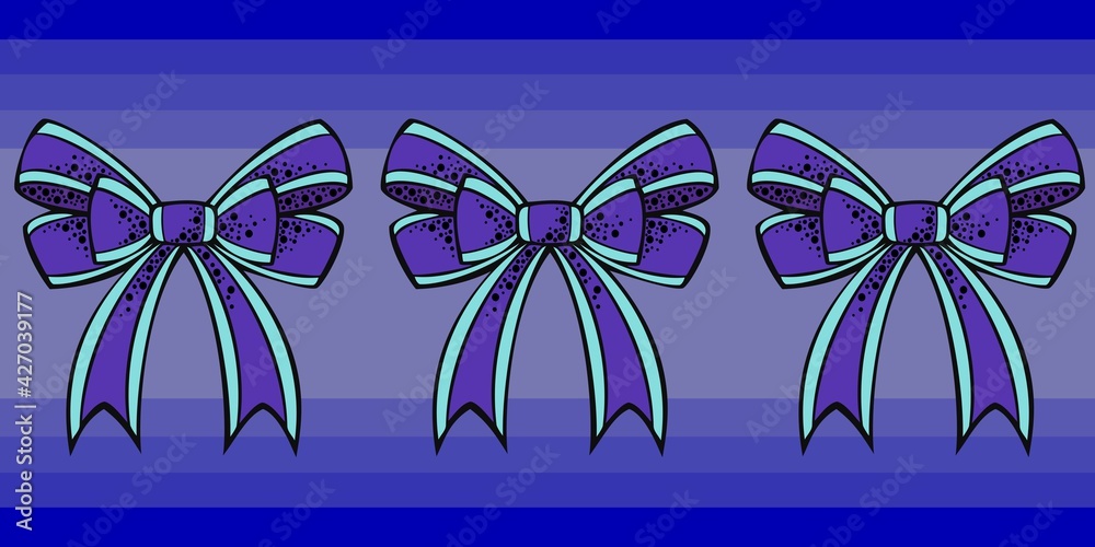 Vector illustration. Seamless pattern, border of blue bows