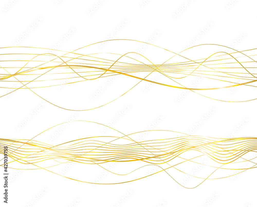 Design elements. Wave of many glittering lines. Abstract vertical glow wavy stripes on white background isolated. Creative line art. Vector illustration EPS 10 art deco style for wedding invitation Design elements. Wave of many glittering lines. Abstract vertical glow wavy stripes on white background isolated. Creative line art. Vector illustration EPS 10 art deco style for wedding invitation