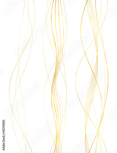 Design elements. Wave of many glittering lines. Abstract vertical glow wavy stripes on white background isolated. Creative line art. Vector illustration EPS 10 art deco style for wedding invitation