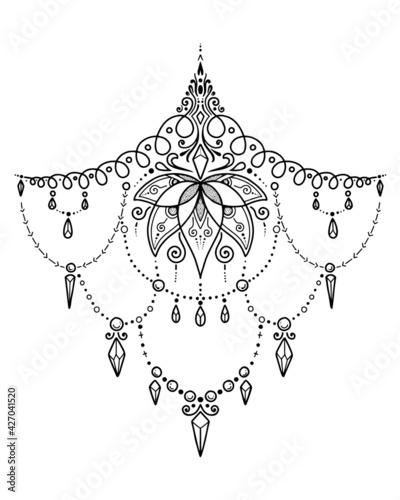 mandala decorative tattoo design for woman. coloring page, tattoo design, print design