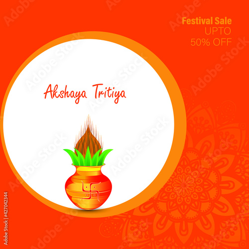 Happy Akshaya Tritiya an Indian festival where people buy Gold jewellery vector illustration photo