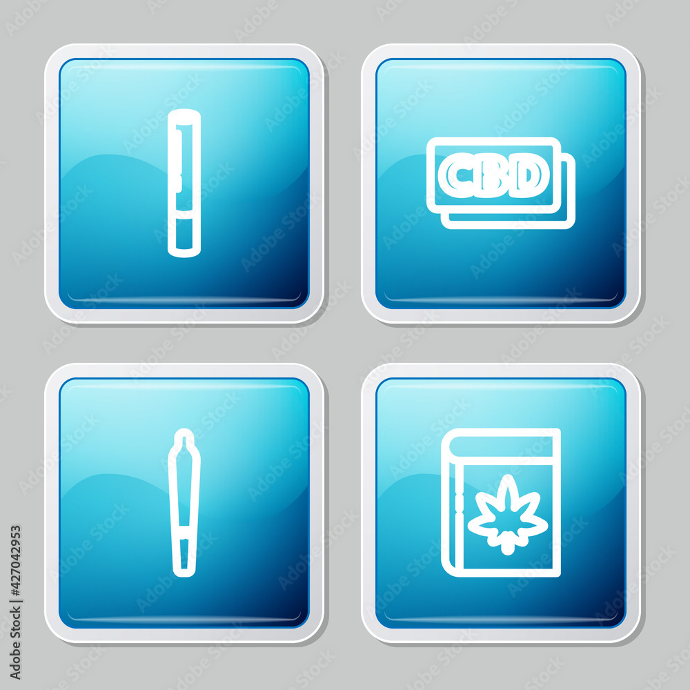 Set line Marijuana joint, Cannabis molecule, and Book and marijuana or cannabis icon. Vector Set line Marijuana joint, Cannabis molecule, and Book and marijuana or cannabis icon. Vector