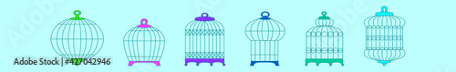 set of bird cage cartoon icon design template with various models. vector illustration isolated on blue background