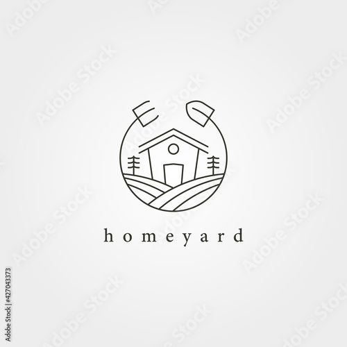 home yard landscape garden logo vector design, farmhouse minimal logo design